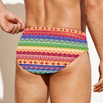 Colorful Aztec Tribal Pattern Print Men's Swim Briefs