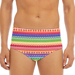 Colorful Aztec Tribal Pattern Print Men's Triangle Swim Briefs
