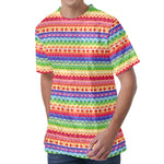 Colorful Aztec Tribal Pattern Print Men's Velvet T-Shirt