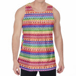 Colorful Aztec Tribal Pattern Print Men's Velvet Tank Top