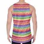 Colorful Aztec Tribal Pattern Print Men's Velvet Tank Top