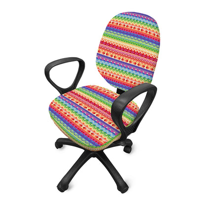 Colorful Aztec Tribal Pattern Print Office Chair Cover