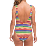 Colorful Aztec Tribal Pattern Print One Piece Swimsuit