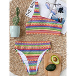 Colorful Aztec Tribal Pattern Print One Shoulder Bikini Top