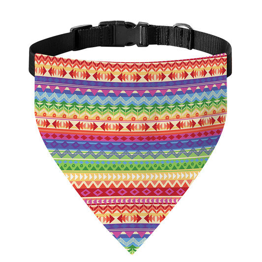 Colorful Aztec Tribal Pattern Print Over The Collar Dog Bandana
