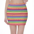 Colorful Aztec Tribal Pattern Print Pencil Mini Skirt