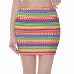 Colorful Aztec Tribal Pattern Print Pencil Mini Skirt