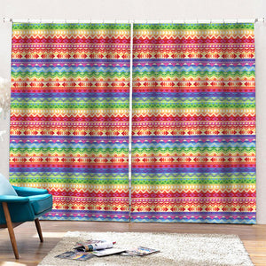 Colorful Aztec Tribal Pattern Print Pencil Pleat Curtains