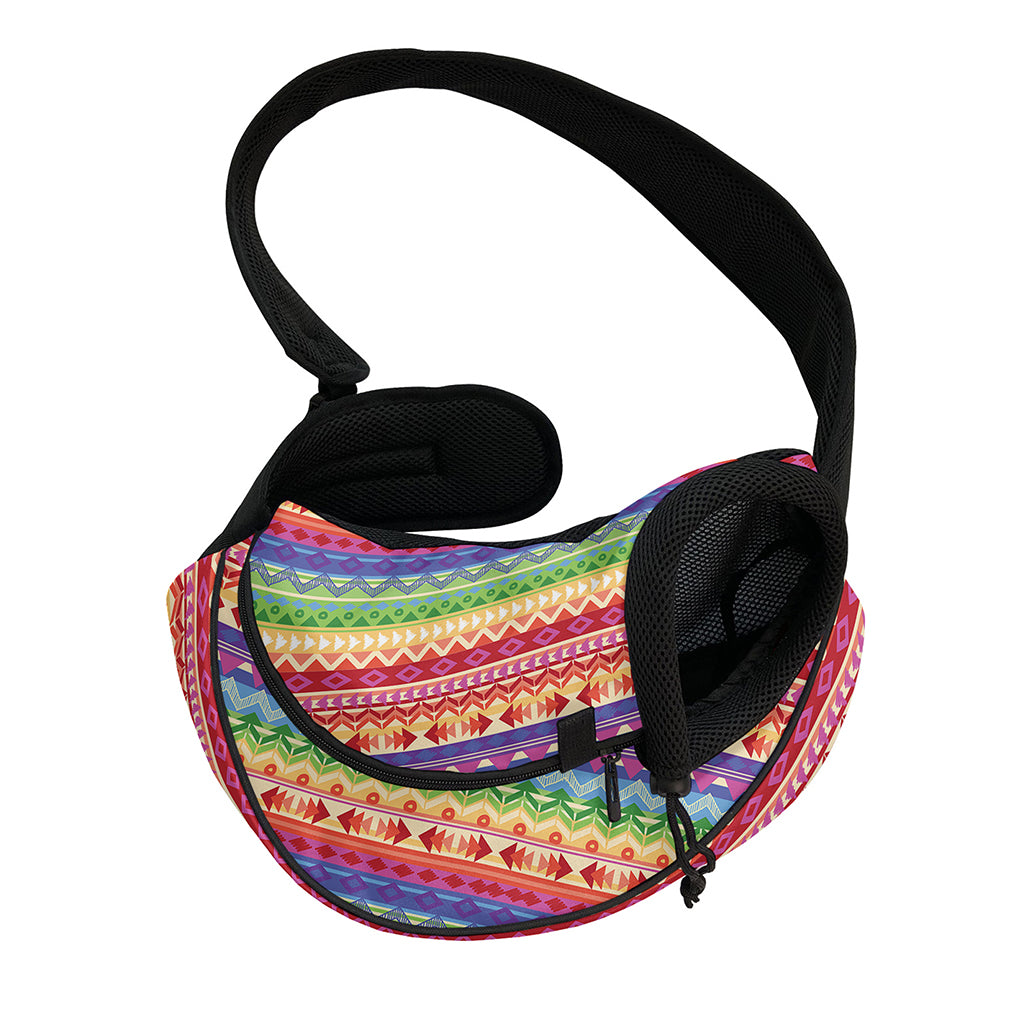 Colorful Aztec Tribal Pattern Print Pet Sling Carrier