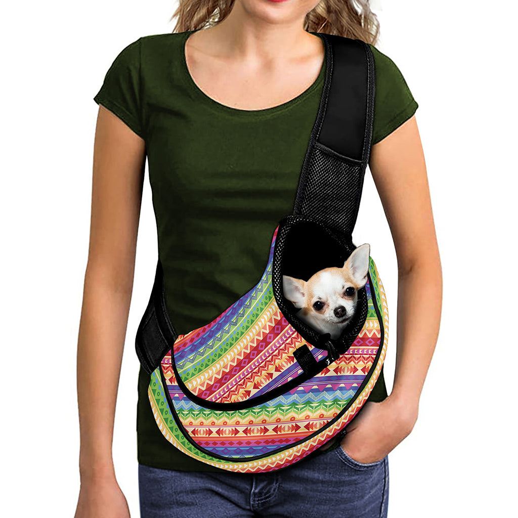 Colorful Aztec Tribal Pattern Print Pet Sling Carrier
