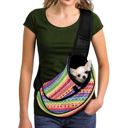 Colorful Aztec Tribal Pattern Print Pet Sling Carrier
