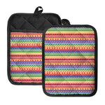 Colorful Aztec Tribal Pattern Print Pot Holders With Pocket