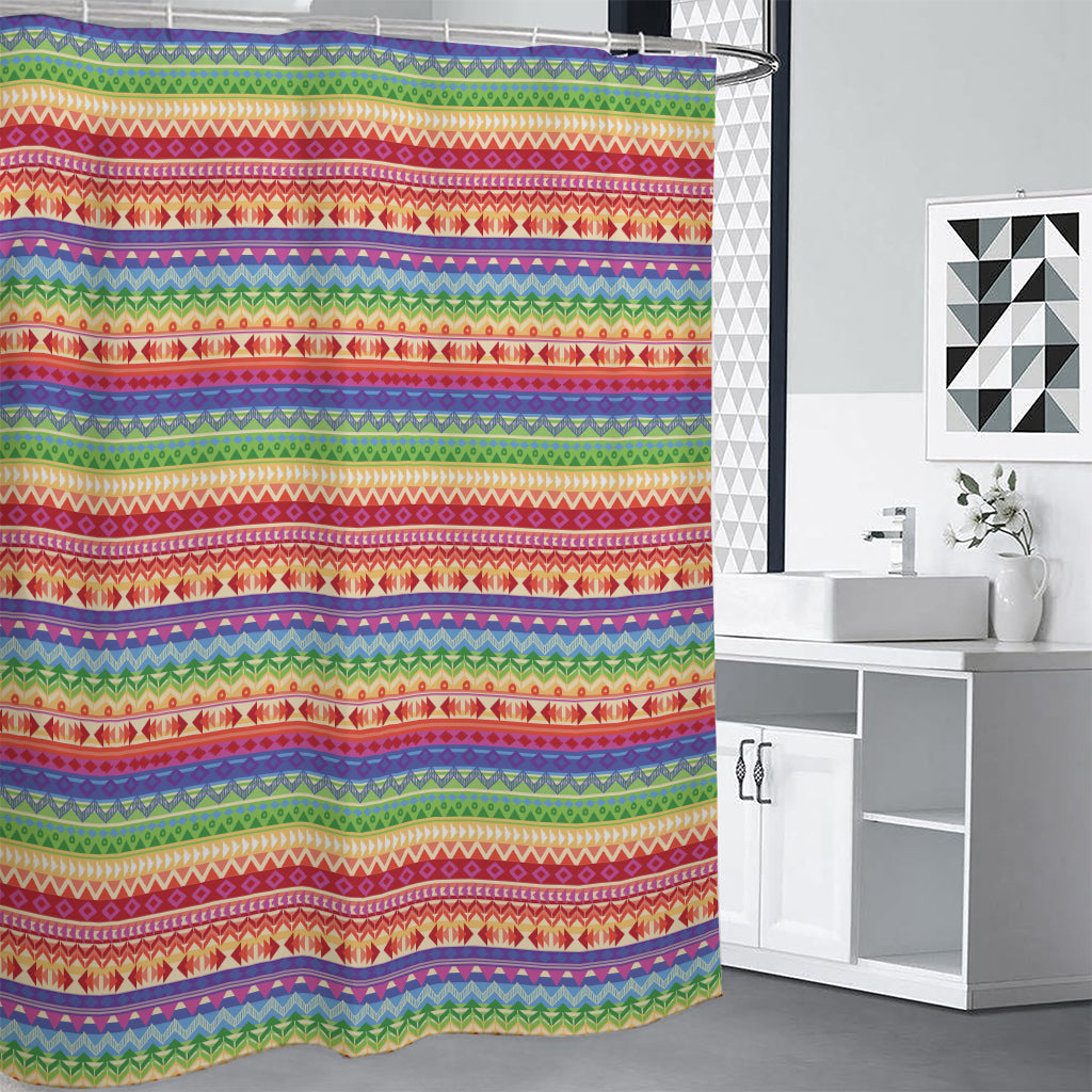 Colorful Aztec Tribal Pattern Print Premium Shower Curtain