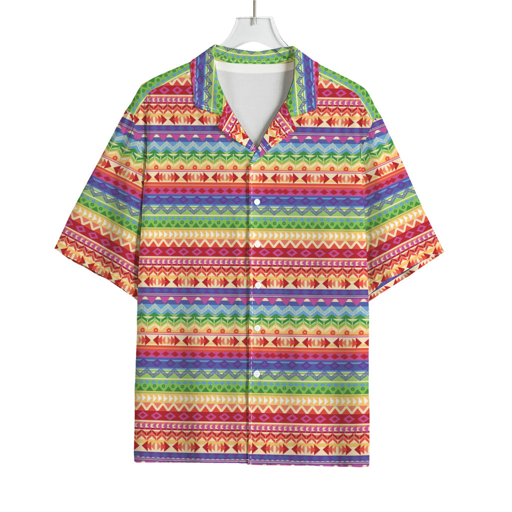 Colorful Aztec Tribal Pattern Print Rayon Hawaiian Shirt