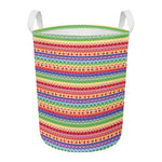 Colorful Aztec Tribal Pattern Print Round Laundry Basket