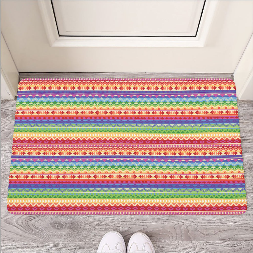 Colorful Aztec Tribal Pattern Print Rubber Doormat