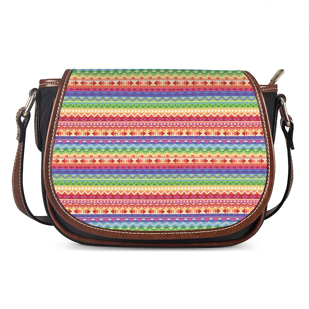 Colorful Aztec Tribal Pattern Print Saddle Bag