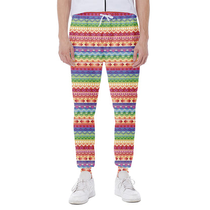 Colorful Aztec Tribal Pattern Print Scuba Joggers