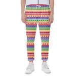 Colorful Aztec Tribal Pattern Print Scuba Joggers