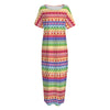 Colorful Aztec Tribal Pattern Print Short Sleeve Long Nightdress