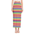 Colorful Aztec Tribal Pattern Print Side Slit Maxi Skirt