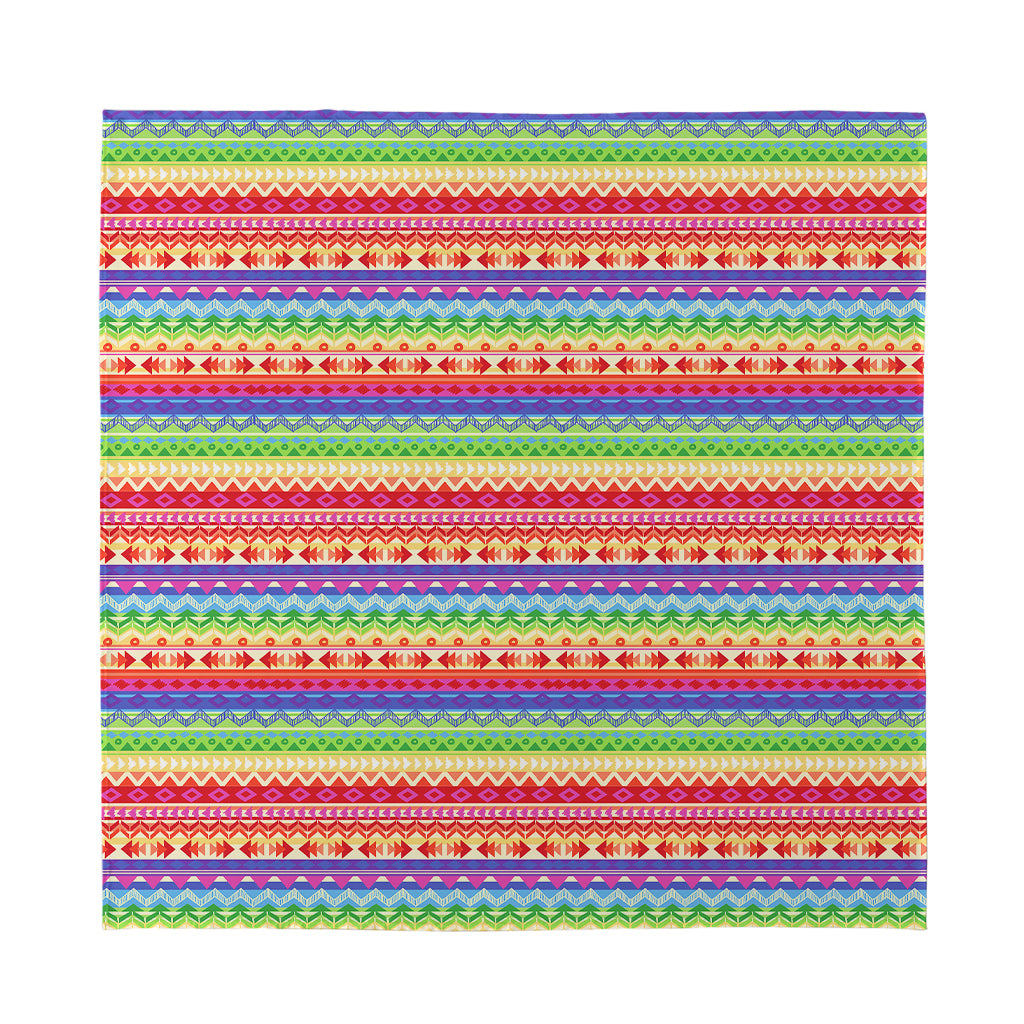 Colorful Aztec Tribal Pattern Print Silk Bandana