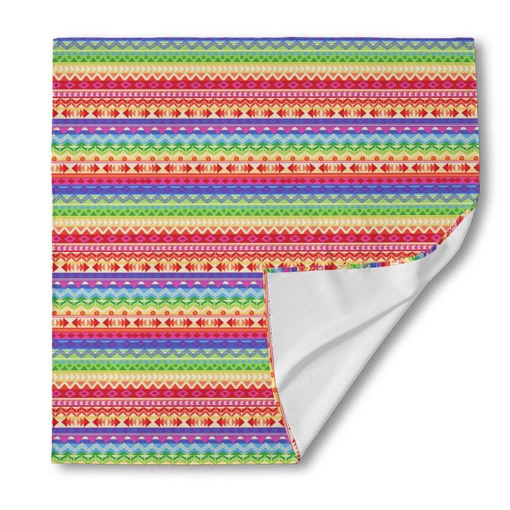 Colorful Aztec Tribal Pattern Print Silk Bandana