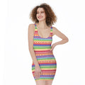 Colorful Aztec Tribal Pattern Print Sleeveless Bodycon Dress
