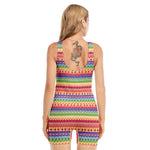 Colorful Aztec Tribal Pattern Print Sleeveless One Piece Swimsuit