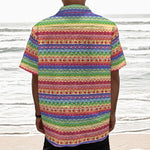 Colorful Aztec Tribal Pattern Print Textured Short Sleeve Shirt