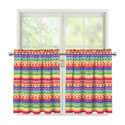 Colorful Aztec Tribal Pattern Print Tier Curtains
