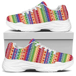 Colorful Aztec Tribal Pattern Print White Chunky Shoes