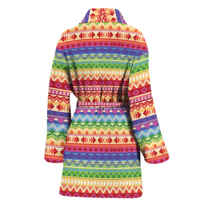 Colorful Aztec Tribal Pattern Print Women's Bathrobe