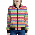 Colorful Aztec Tribal Pattern Print Women's Bomber Jacket
