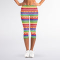 Colorful Aztec Tribal Pattern Print Women's Capri Leggings