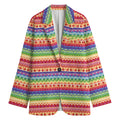 Colorful Aztec Tribal Pattern Print Women's Cotton Blazer