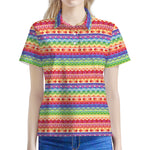 Colorful Aztec Tribal Pattern Print Women's Polo Shirt
