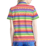 Colorful Aztec Tribal Pattern Print Women's Polo Shirt