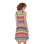 Colorful Aztec Tribal Pattern Print Women's Sleeveless Dress