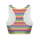 Colorful Aztec Tribal Pattern Print Women's Sports Bra