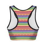 Colorful Aztec Tribal Pattern Print Women's Sports Bra