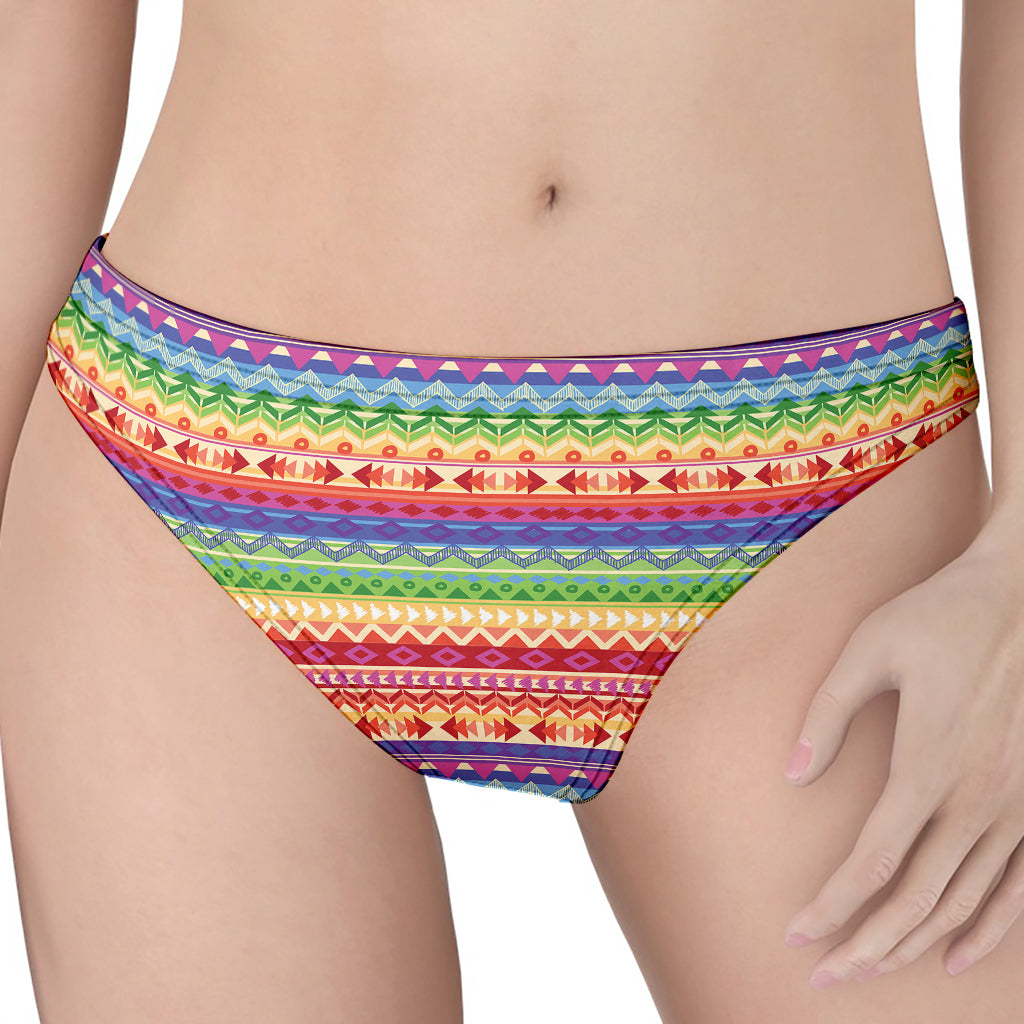 Colorful Aztec Tribal Pattern Print Women's Thong