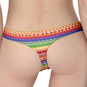 Colorful Aztec Tribal Pattern Print Women's Thong