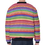 Colorful Aztec Tribal Pattern Print Zip Sleeve Bomber Jacket