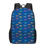 Colorful Baby Sharks Pattern Print 17 Inch Backpack