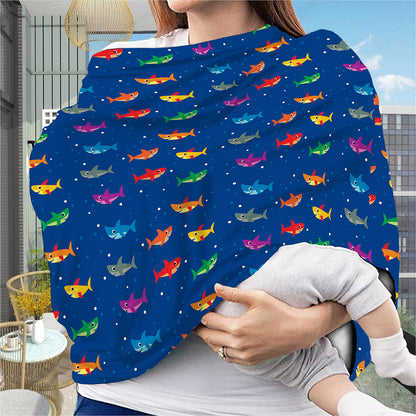Colorful Baby Sharks Pattern Print Baby Seat Cover