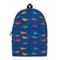 Colorful Baby Sharks Pattern Print School Backpack