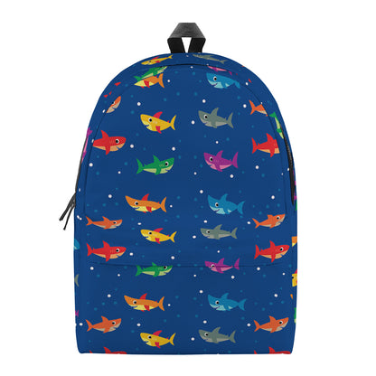 Colorful Baby Sharks Pattern Print Backpack