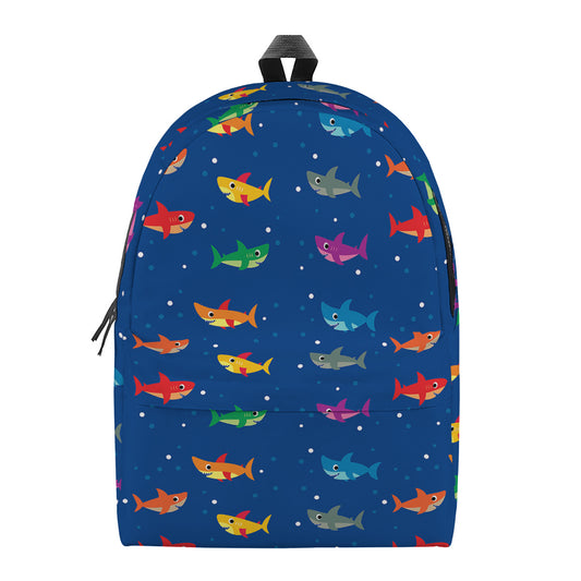 Colorful Baby Sharks Pattern Print Backpack