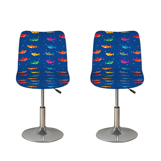 Colorful Baby Sharks Pattern Print Bar Stool Covers